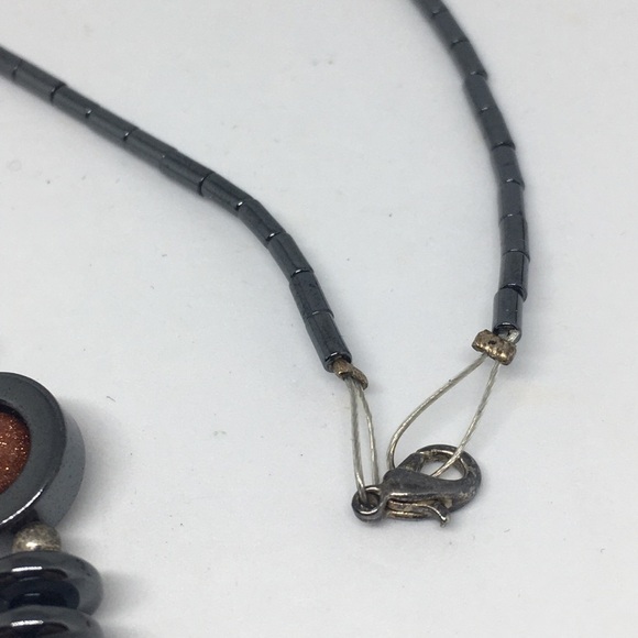 𝅺HEMATITE & goldstone necklace heart pendant - Picture 7 of 7